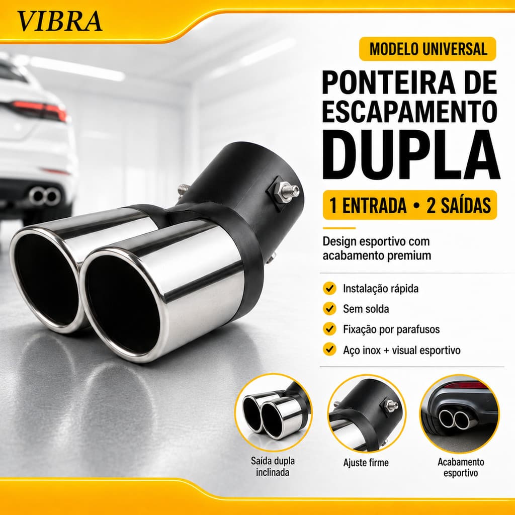 Universal Dual Outlet CAR Exhaust Tip Stainless Steel Auto Muffler