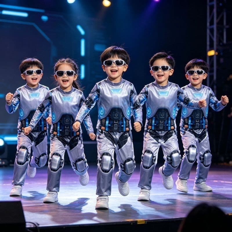 Fantasia de robô de ficção científica infantil, fantasia de performance do dia 1, tecnologia futura, traje de desempenho