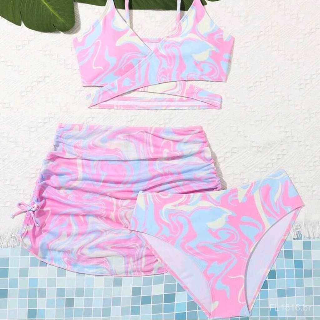 Biquíni Estampado para Meninas em Tamanhos Médios e Grandes, Várias Cores Disponíveis, Biquíni Infantil Fofo SA9N