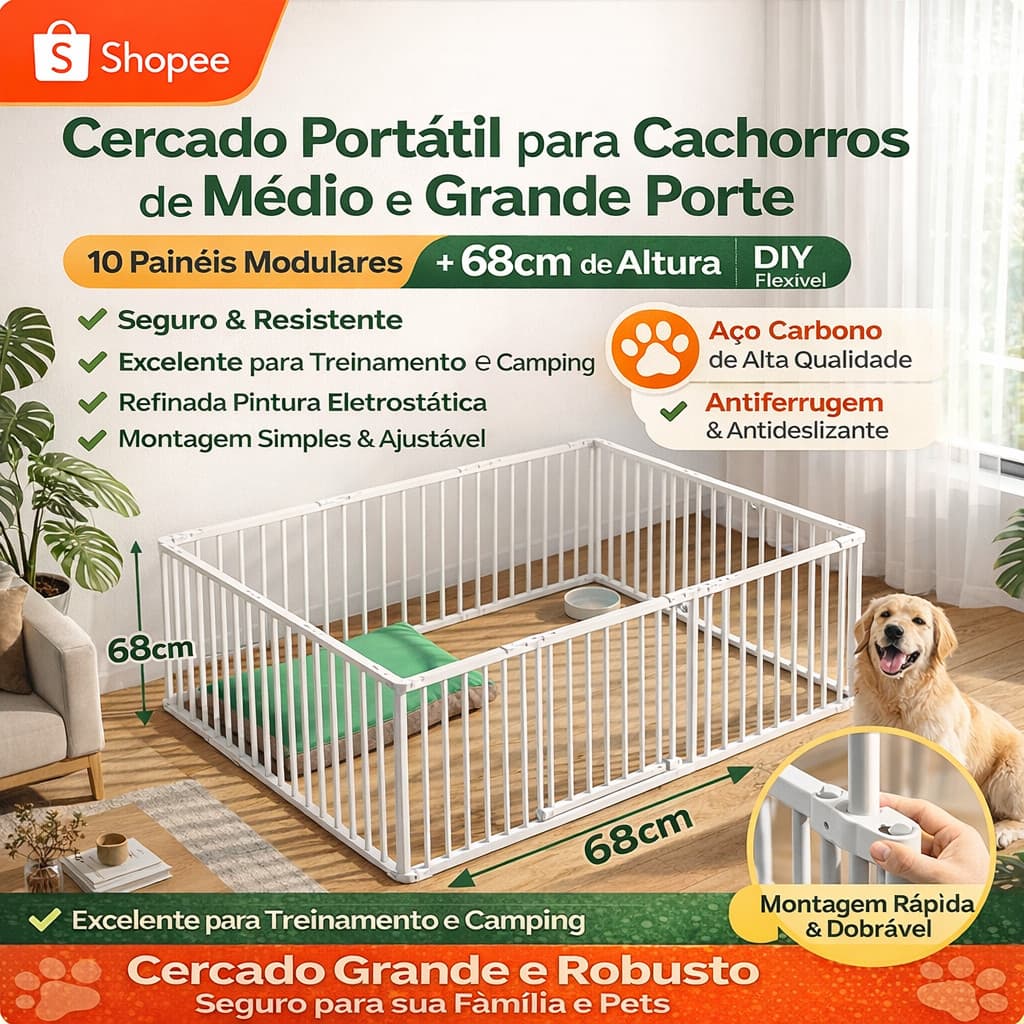 Portão de segurança para animais de estimação ou bebês, cerca dobrável para uso interno com porta.