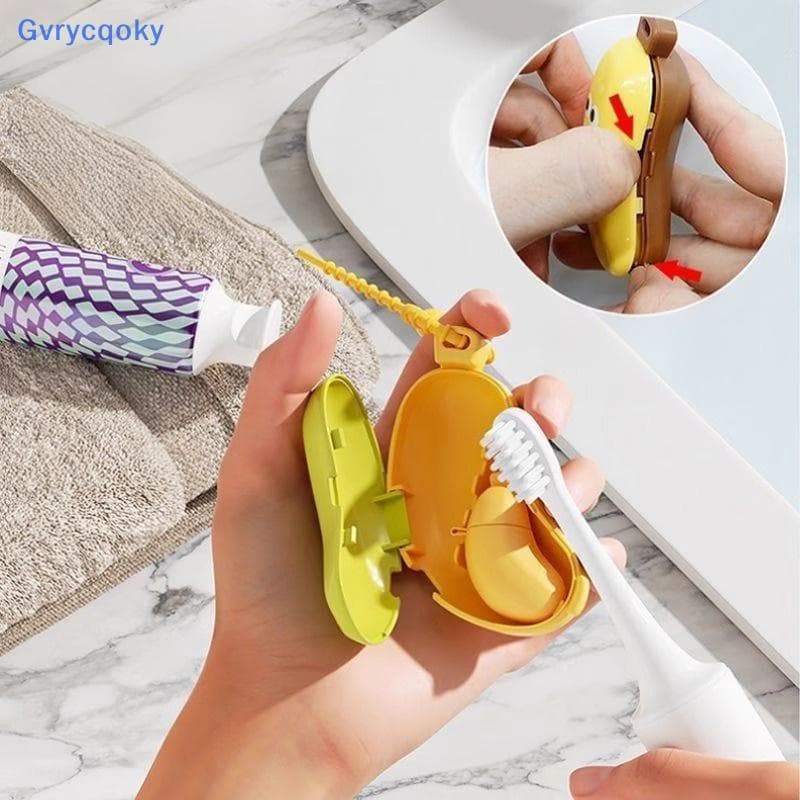 Gvrycqoky Capa Protetora De Cabeça De Escova De Dentes De Banana Com Pasta De Dente , Braçadeira De Poeira Portátil , Es