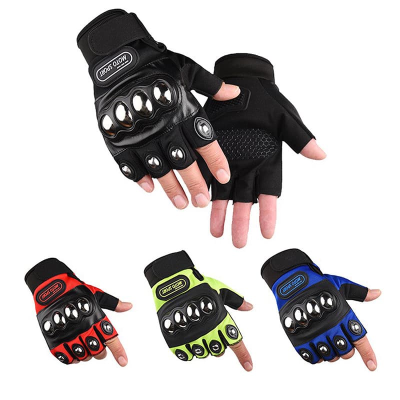 Luvas de meio dedo para motocicleta, resistente a choques, proteção para os dedos, luvas antiderrapantes para motociclet