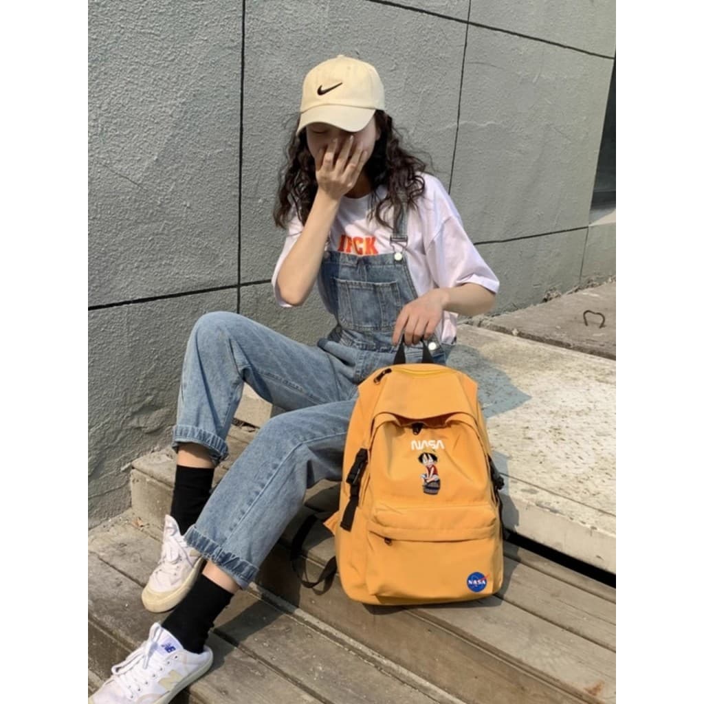 NASA One Piece Luffy Anime Co-Branded Trendy Mochila Moda Mochila Adulto Estudante Bolsa Escolar Leve Durável