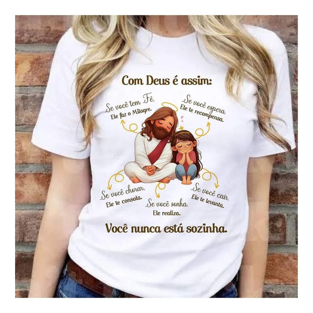 Blusa Camiseta Feminina Jesus Gospel T-shirt 100% Algodão