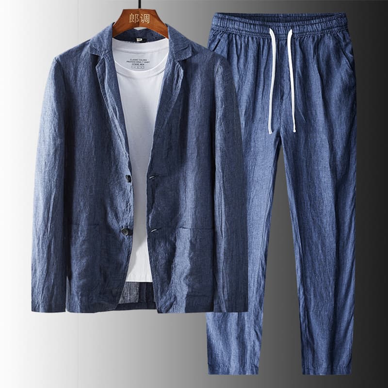Terno de linho masculino primavera verão jaqueta leve de meia-idade algodão linho Casual terno masculino protetor solar