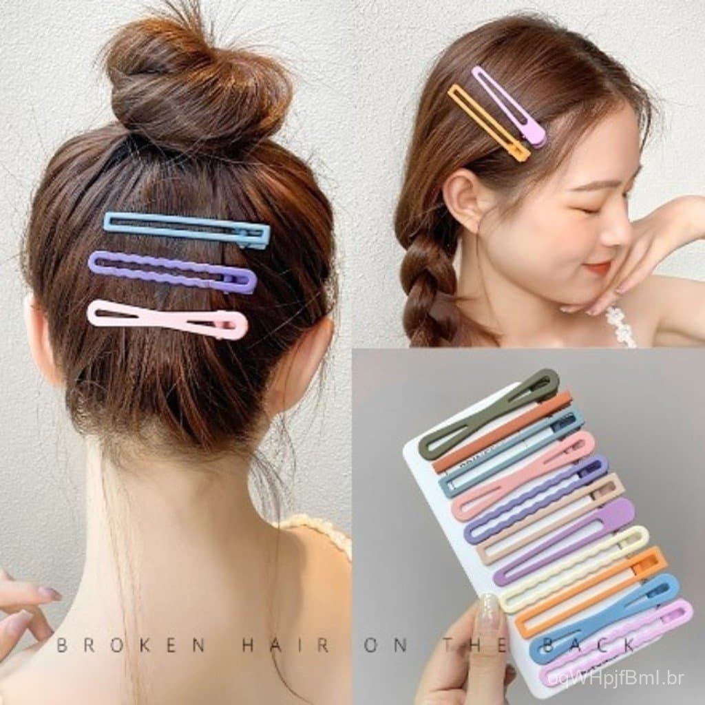 KIT 12unidades Cabelo Quebrado Um Clip De Uma Palavra Cabeça Para Trás O Lado Do Grampo De Meninas BB Fêmea-INLIS ANA