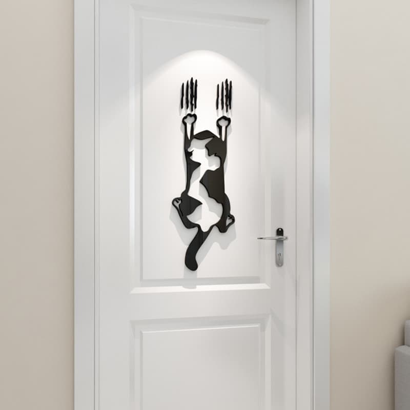 Gato criativo bonito adesivos auto-adesivo quarto guarda-roupa porta adesivos quarto das crianças dos desenhos animados