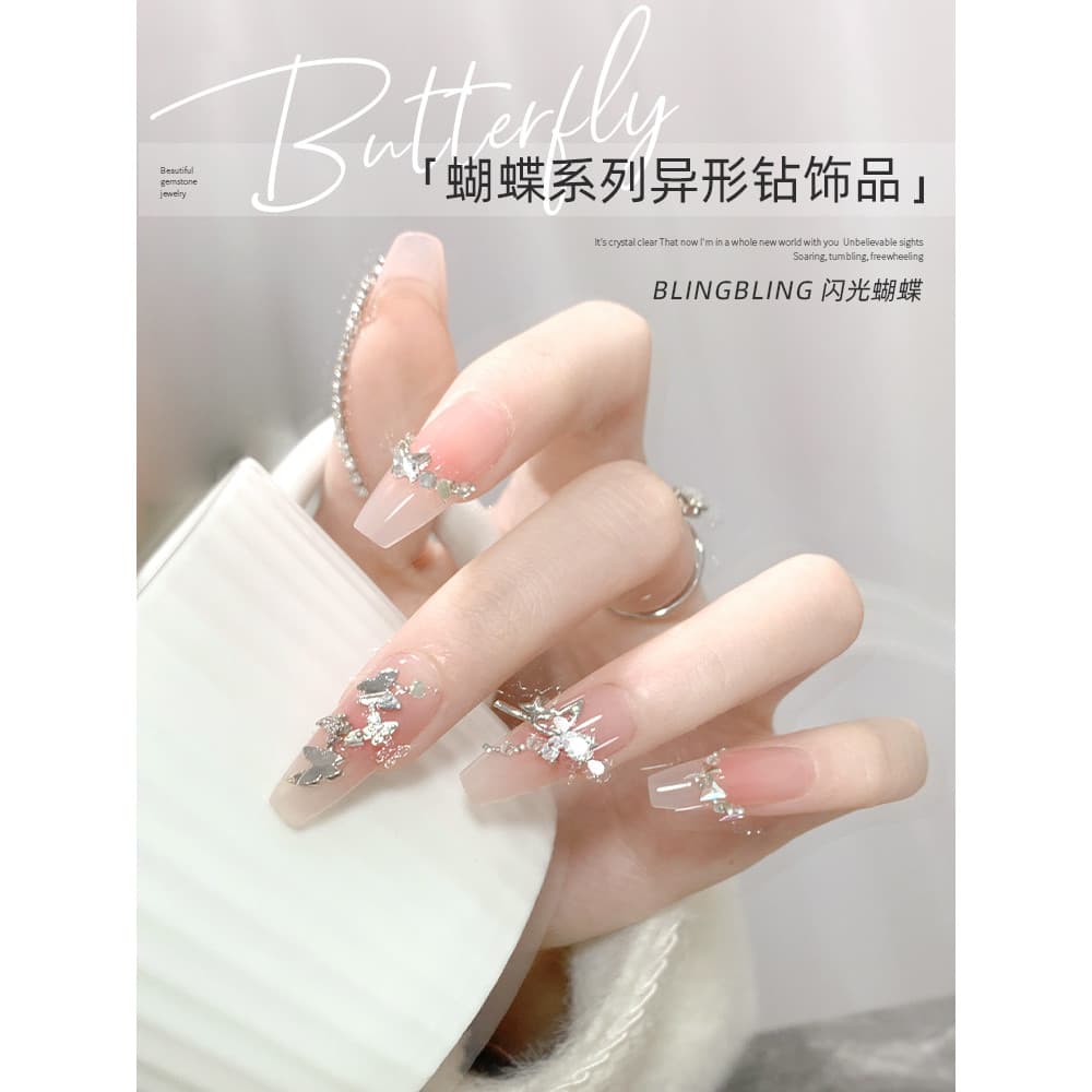 Manicure zircão diamante jóias arco estrela coração 2026 ano novo influenciador venda quente diamante-cravejado liga dec