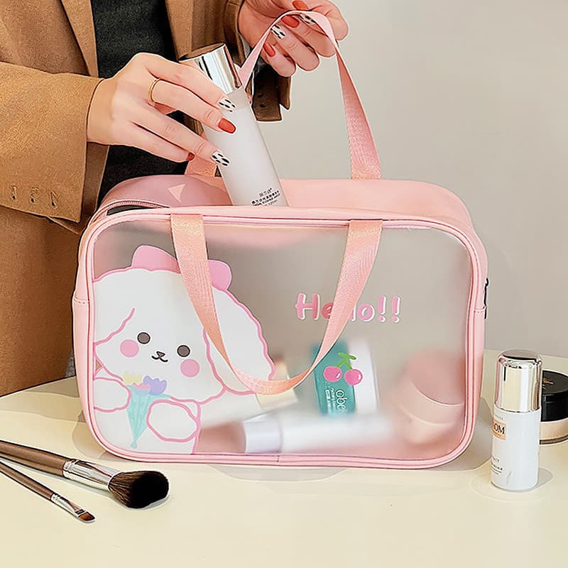 Saco cosmético bonito transparente portátil de grande capacidade à prova dwaterproof água saco de armazenamento de banho