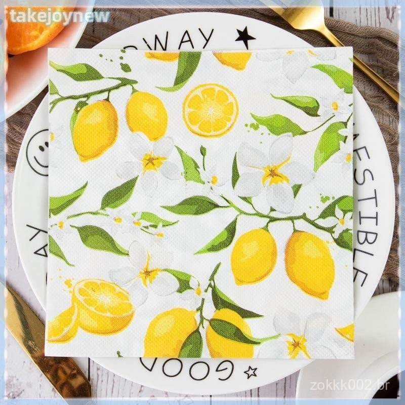 [takejoynewBR] Guardanapos De Festa Com Limão Estampados Coloridos – Perfeitos Para Decoração De Taças De Vinho E Jogos
