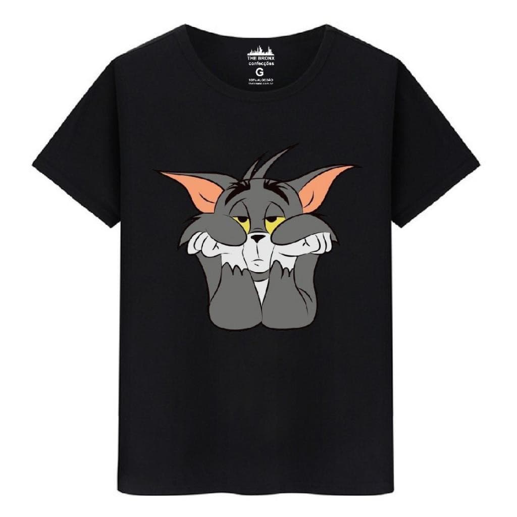 Camiseta Masculina Algodão Premium com estampa do Gato Tom do Desenho Jerry