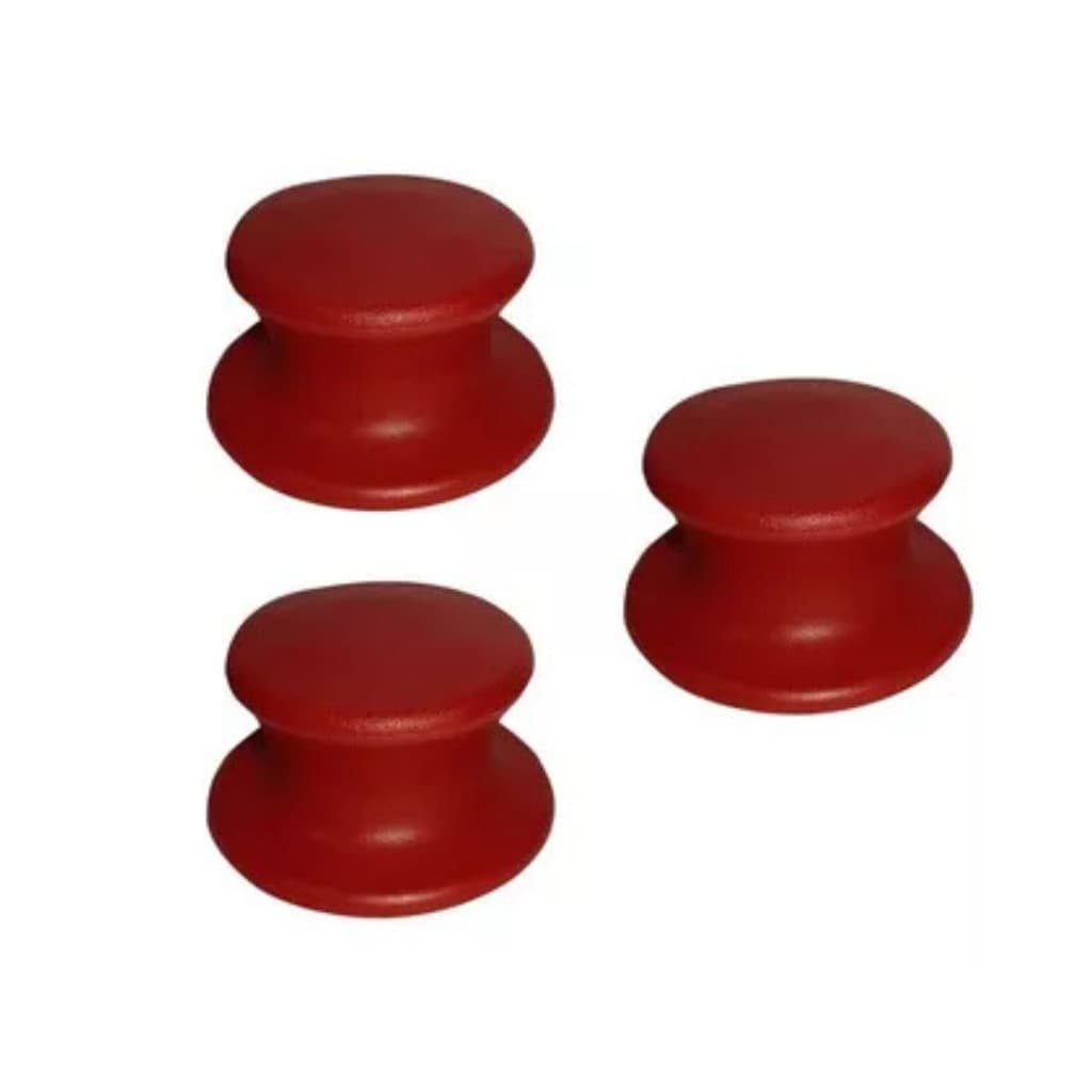 Jogo 3 Puxador Pomel Vermelho Tampas Panelas e Frigideiras