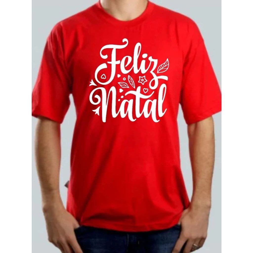 Camisa Feliz Natal Blusa Adulto E Infantil Merry Christmas Papai Noel Unissex Camiseta Fio 30.1 100%Algodão RR