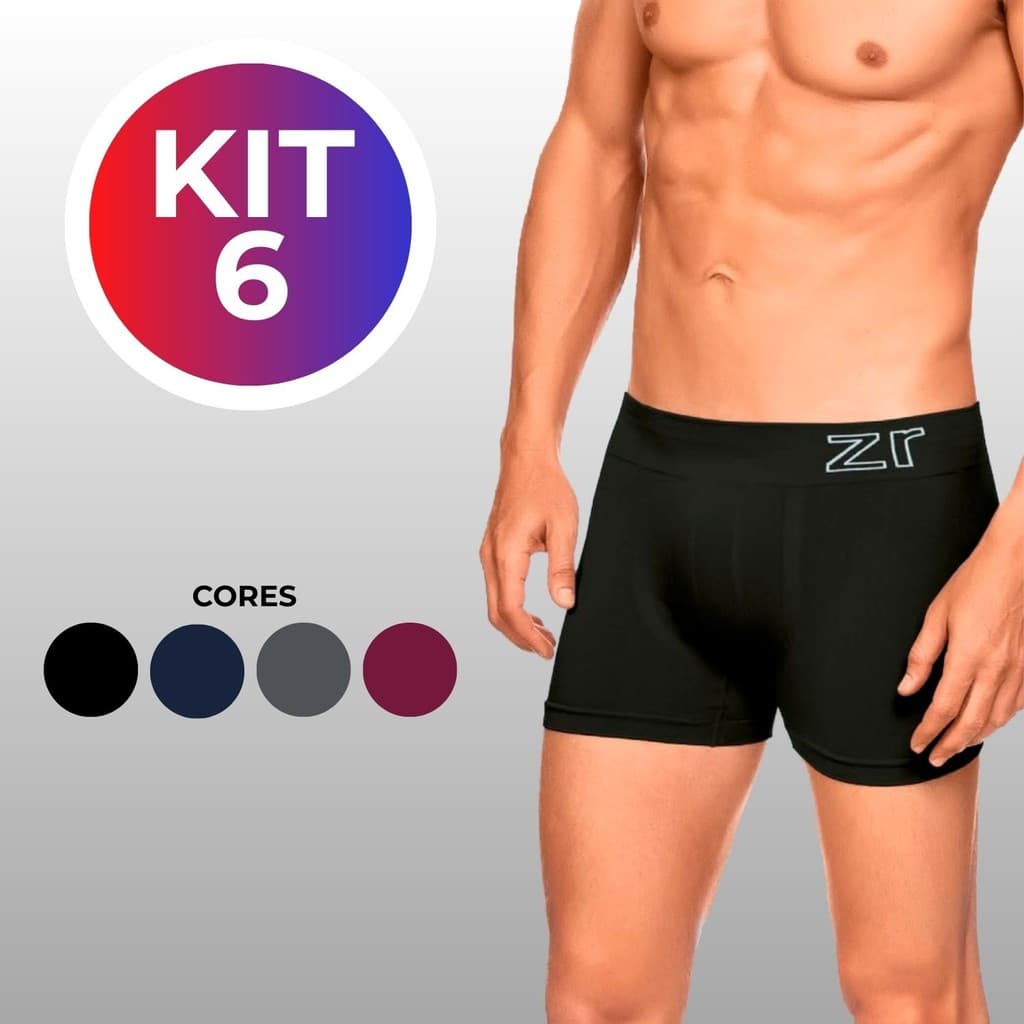 Kit 6 Cuecas Boxer Zee Rucci Masculina Sem Costura Microfibra Poliamida Elastano Lisa Original