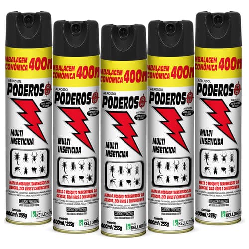KIT 5 Inseticida Aerossol Multi inseto Poderoso 400ml Frascos spray
