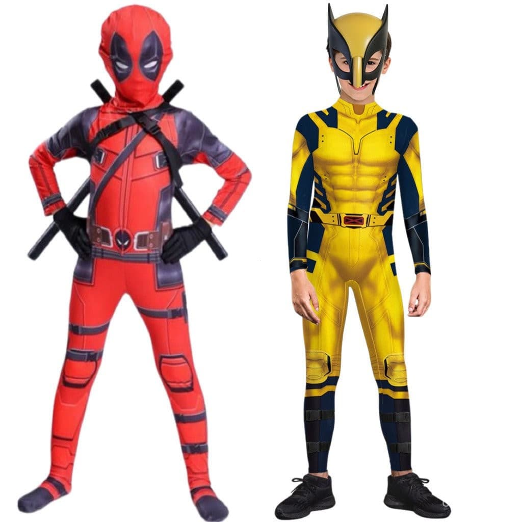 DY2 Deadpool Wolverine Guarda Costeira Super-herói Fantasia Fantasia Personagens Crianças Macacão Conjunto de Espadas PL