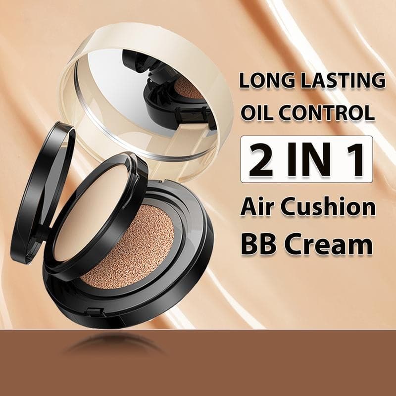 Pó Compacto 2 em 1 com Almofada de Ar, à Prova d'Água, BB Cream de Longa Duração, Pó Não Pegajoso, à Prova de Suor, Base
