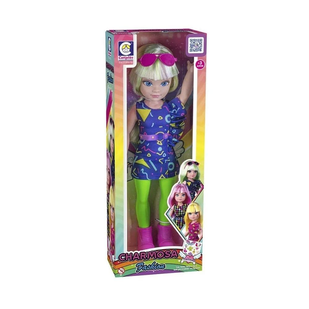Boneca Charmosa Fashion Cabelo Verde, Cotiplás