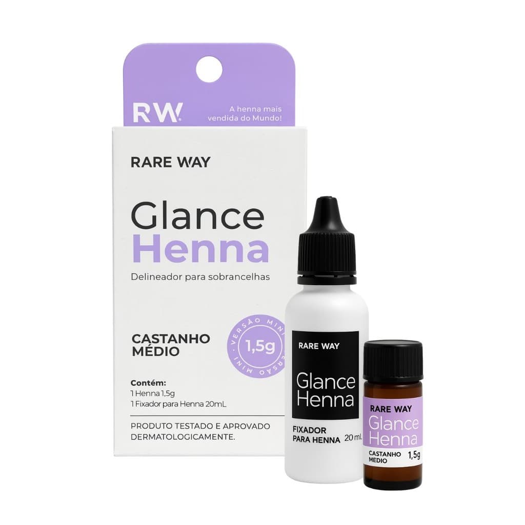 Henna Sobrancelha Glance Rare Way Mini 1,5 G Castanho Médio Designer Para Sobrancelha, Delineador De Sobrancelha