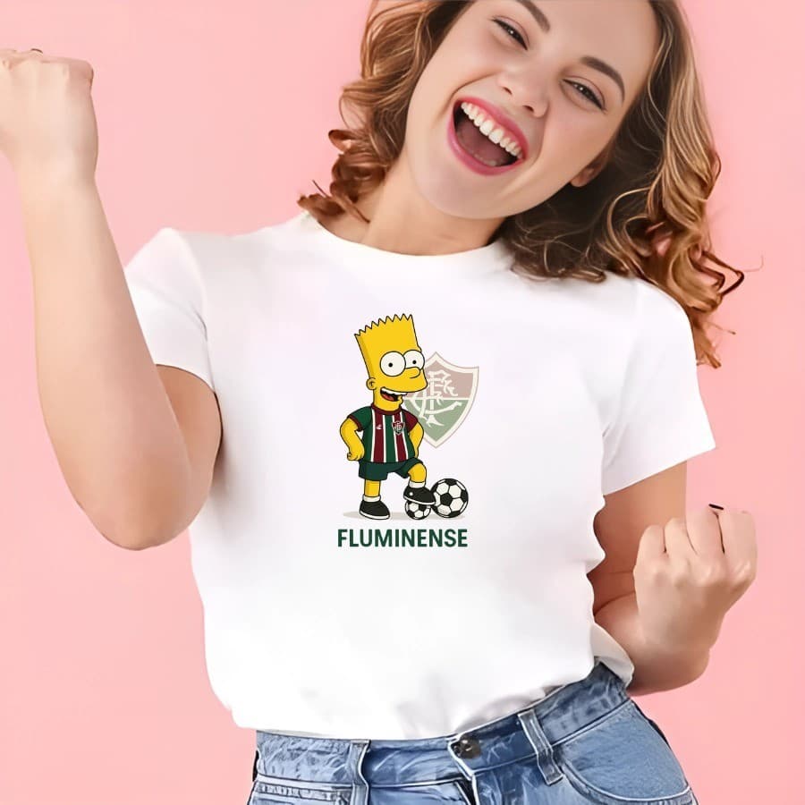 Camisa Do Fluminense personalizado Feminina Bart Simpson -