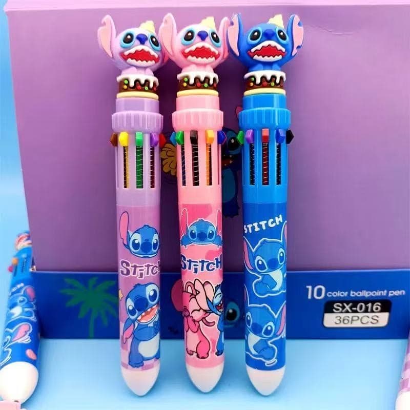 Kit3/Kit6/Kit9/Kit12 peças/Caneta Esferografica Stitch Em 10 Cores  Multineos 1001-17