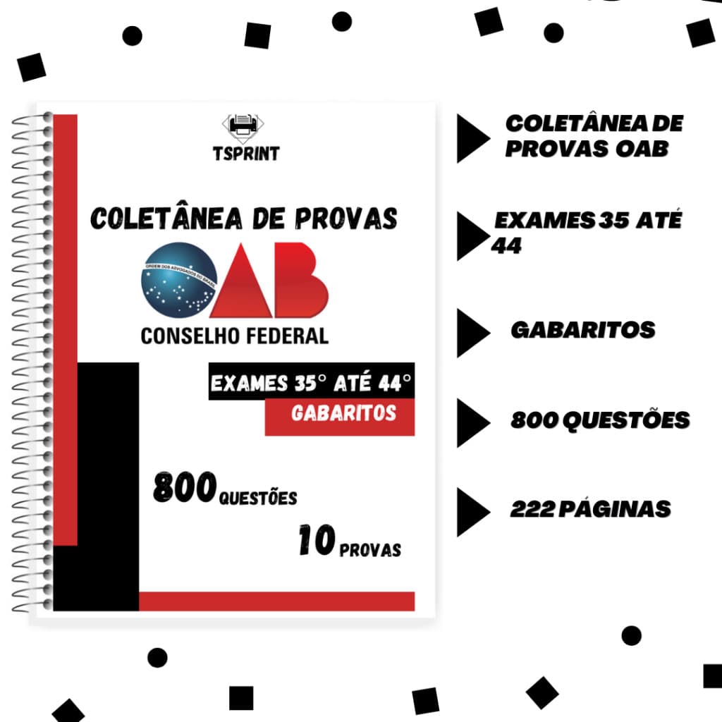 Apostila OAB 2025 com as 10 últimas provas (1ª fase) + gabaritos