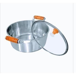 Panela Caçarola N 30 De Aluminio Fundido Grosso Polido Com Tampa De Vidro/Alumínio 6,9L