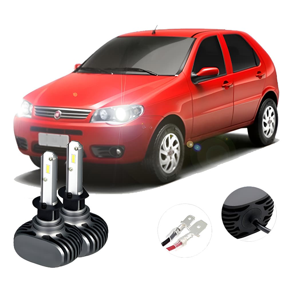 Kit  Lâmpadas Ultra Led Farol Milha Palio G3 2004 2005 2006 H1 Prateado Branco-frio
