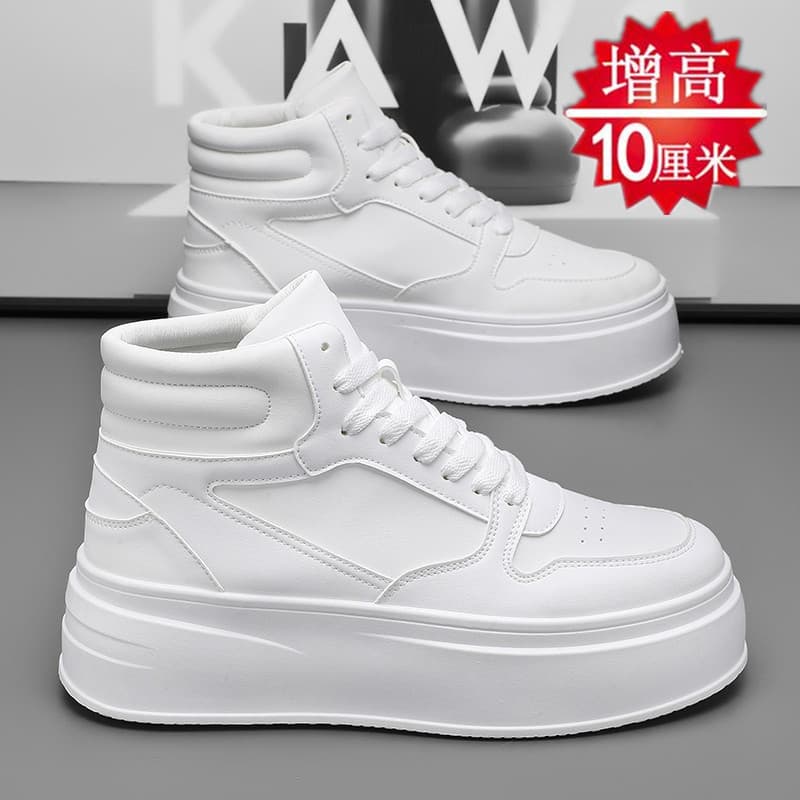 Sapatos brancos de sola grossa invisível altura interna aumentando sapatos 12CM10CM outono novo estilo All-Match aumenta