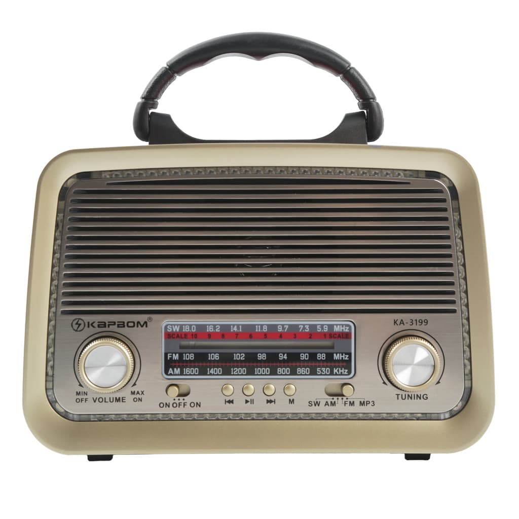 Rádio Portátil FM AM USB Lanterna LED Retrô Cor Sortida