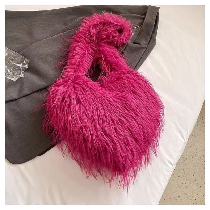 Outono inverno 2026 novo estilo europeu americano ins estilo exagerado Oversized amor moda pelúcia ombro saco do mensage