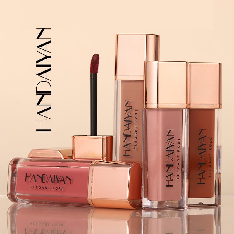 Handaiyan 8 cores esmalte labial fosco de longa duração à prova d'água copo antiaderente não desbotado brilho labial fos