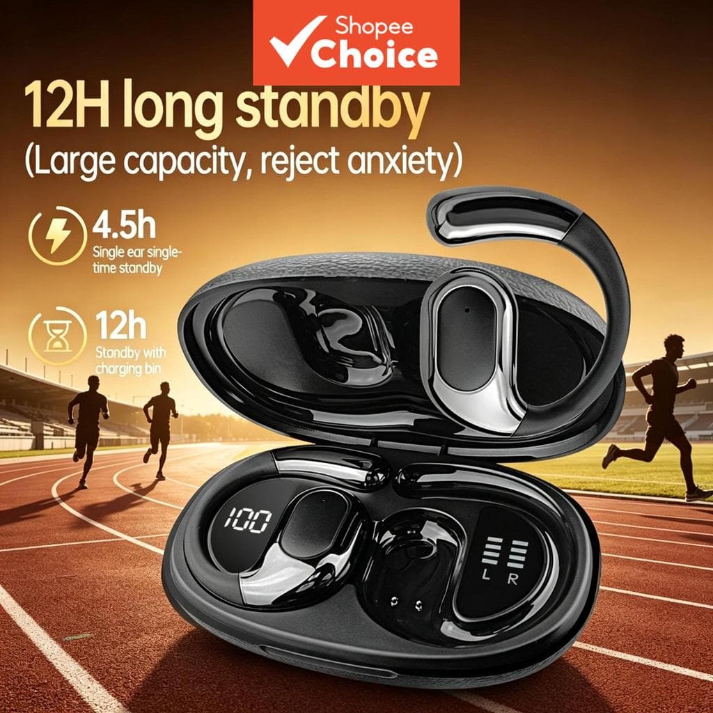 Fones de ouvido K04 sem fio Bluetooth, fone de condução óssea de modo duplo, economia de energia, longa duração,