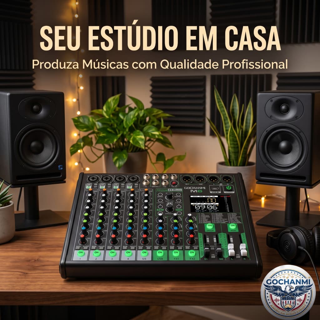 Mixer de Som GOCHANMI M6 6 Canais para Som de Igreja e Eventos