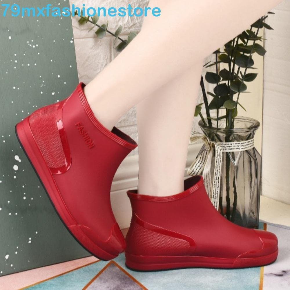MXFASHIONESB Botas De Água Espessadas , Chuva Femininas De Tubo Curto De Cor Sólida , Antiderrapantes