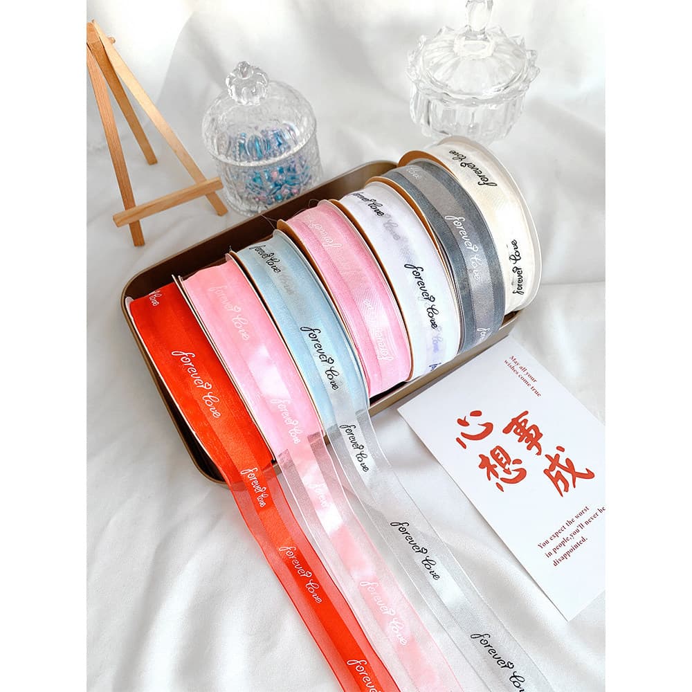2.5cm de alta densidade inglês chinês cetim borda fio bolo cozimento flor embalagem fita gaze fita diy fita artesanal