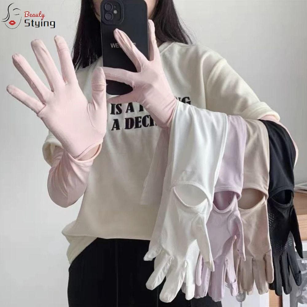 Luvas De Proteção Solar GERYRUD , Longas Femininas Finas De Dopamina Antiderrapantes UV De Seda Gelada Para Presentes
