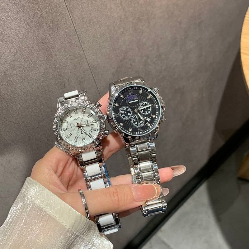2026 moda relógio de casal de alto valor grande mostrador relógio feminino moda nicho luz luxo high-End relógio feminino