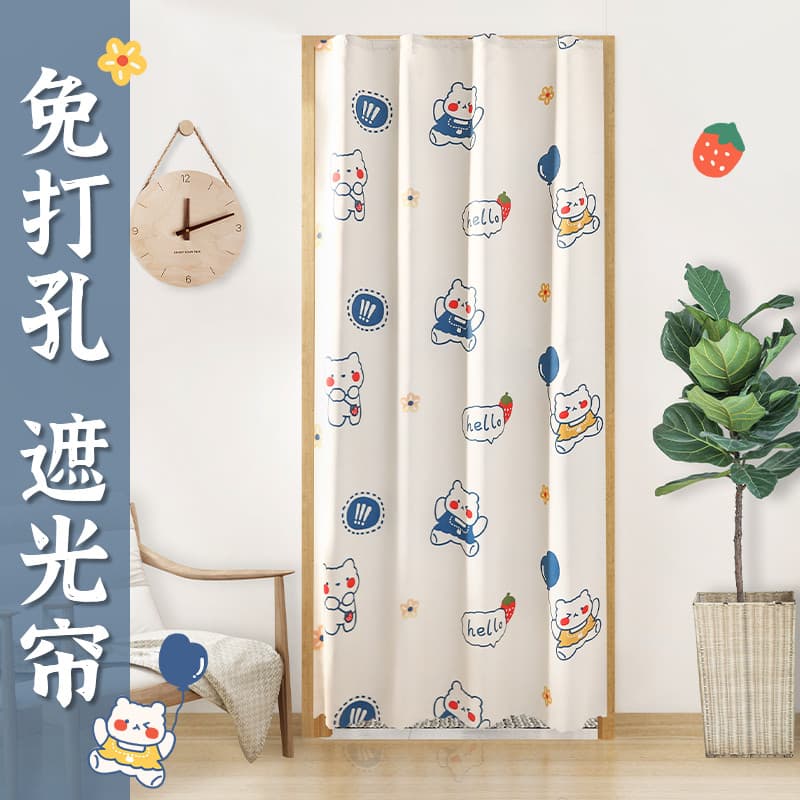 Cortina de porta de Velcro doméstica sem perfuração inverno quente à prova de vento cortina divisória cozinha banheiro b