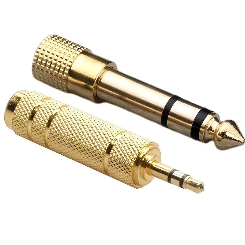 Conjunto de 2 Adaptadores de Áudio de 6,5mm para 3,5mm e de 3,5mm para 6,5mm (1/4 polegada - 1/8 polegada e 1/8 polegada