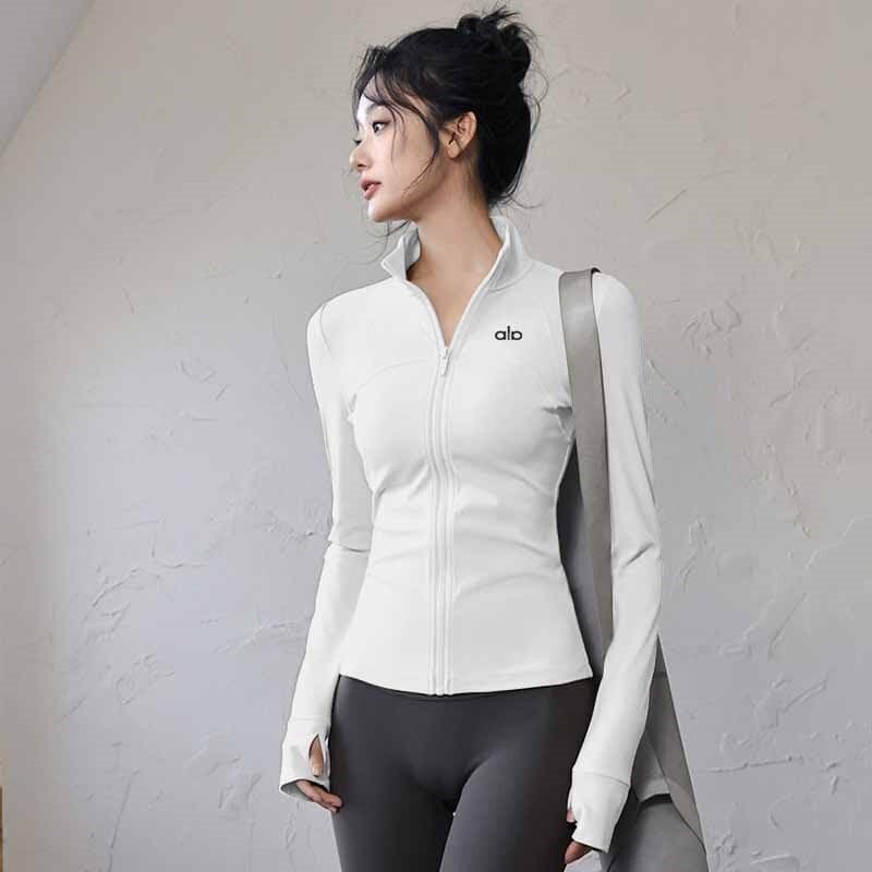 [Recomendado] aloactive Jaqueta de Yoga Feminina para Ciclismo ao Ar Livre, Proteção Solar, Ajuste Slim, Top Esportivo p
