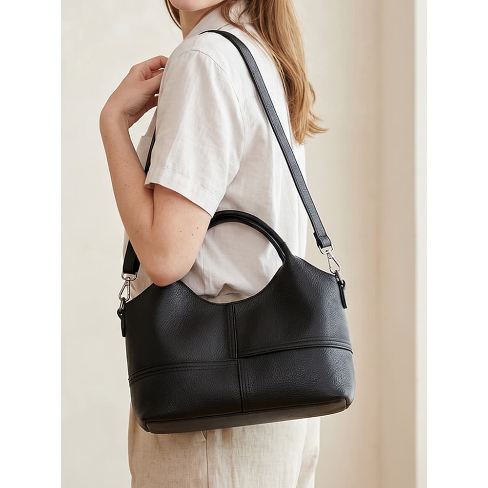 Senhoras bolsa de couro macio Commuter All-Match ombro mensageiro saco High-End simples armazenamento diário mãe saco no