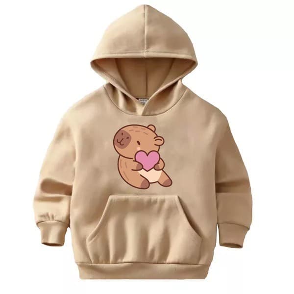 Blusa Moletom Infantil Capivara Coração Fofinha com Capuz e Bolso Canguru Blusa de Frio Quentinha Molekada