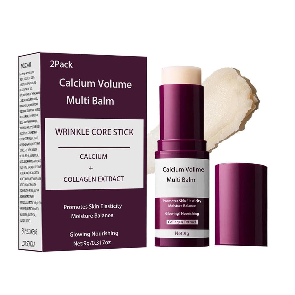 Pacote com 2 Bálsamos Multiuso de Cálcio - Bálsamo Hidratante com Colágeno para Rosto, Olhos e Pescoço, Creme Anti-Rugas