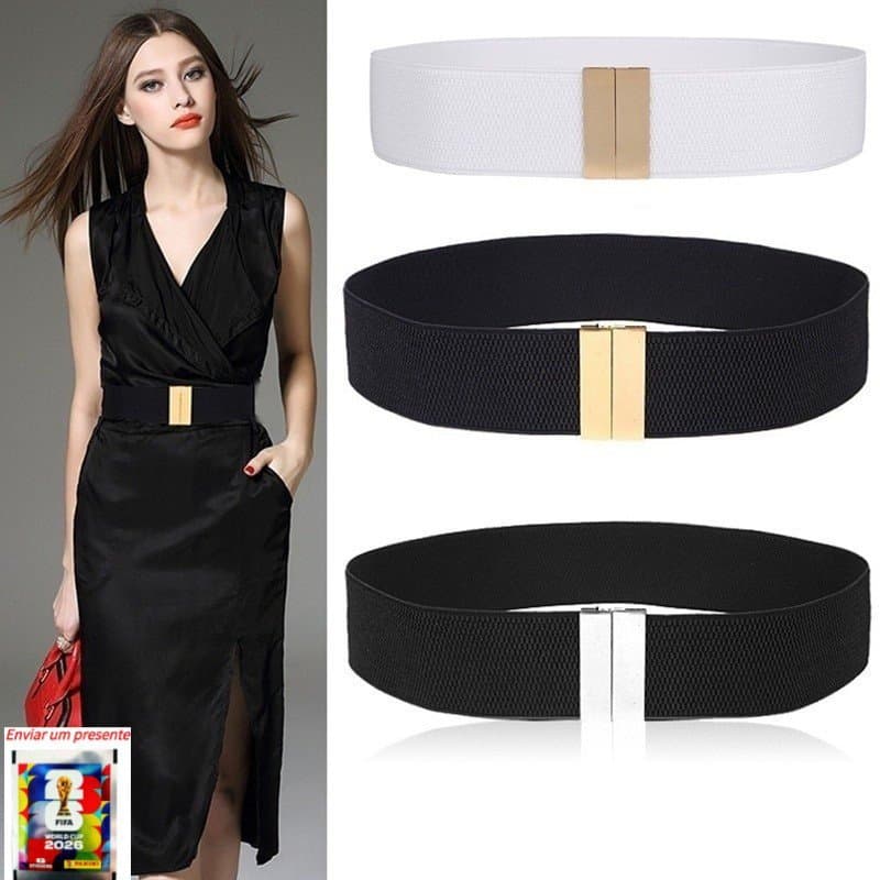 Cinto Elástico Largo para Mulheres, Acessórios de Vestido para Corset, Fivela de Metal GM001 WUF1（Enviar adesivos da Cop