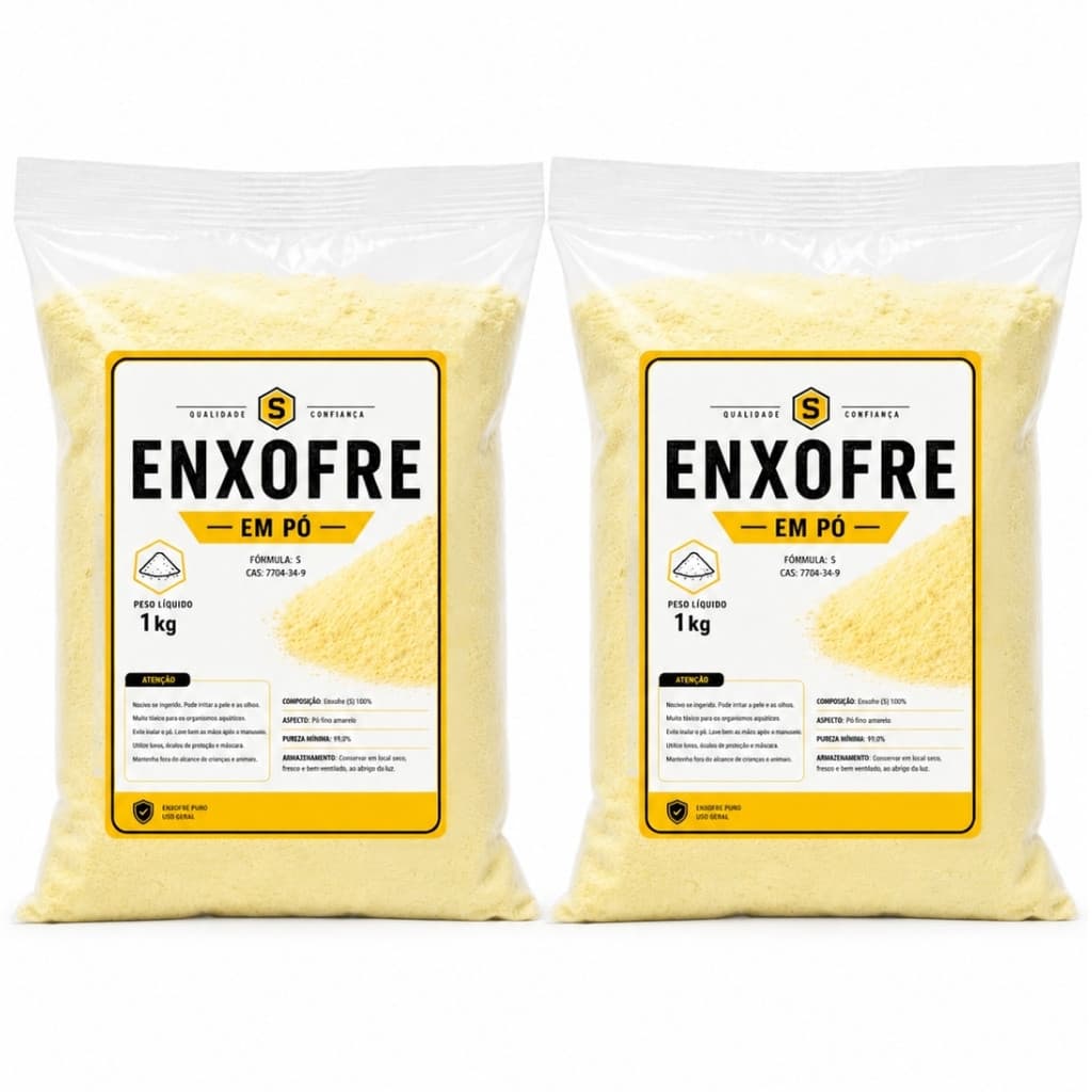 Kit 2 Enxofre Em Pó Puro Jardinagem Agro Solo Plantação Jardim Fertilizante Jardinagem