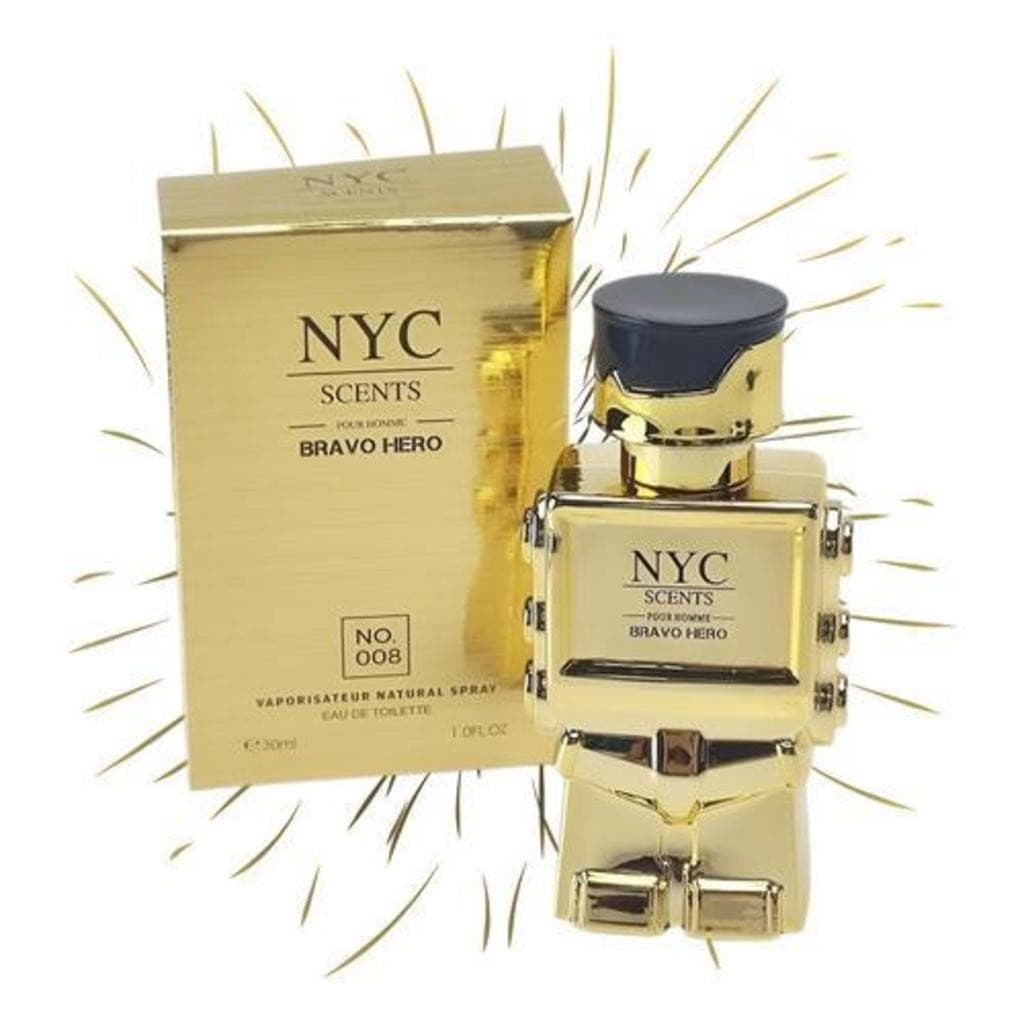 Perfume Importado Nyc Scents Brao Hero  30ml - Masculino Nyc No008 Dourado Amadeirado