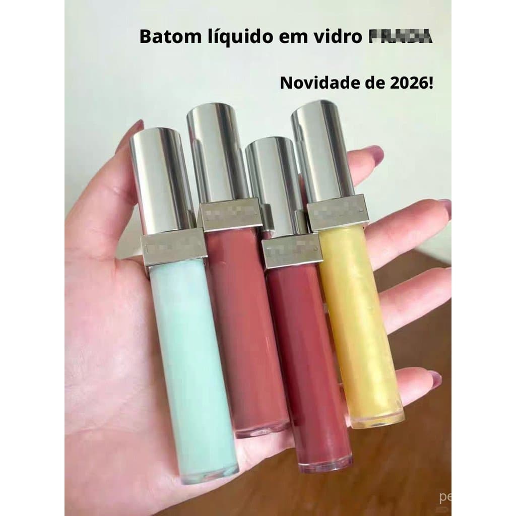 Novo Brilho Labial em Vidro, Batom com Brilho Aquoso Tipo Espelho, Realça os Contornos dos Lábios, Realça a Tez, Brilho