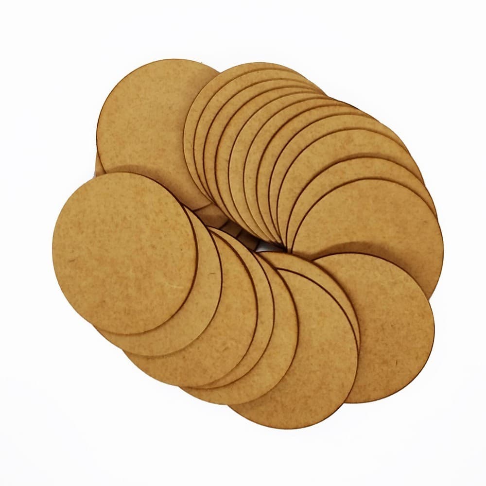 Kit 4un De Bolacha Para Descanso De Copo Em MDF De 2,8mm com 10cm De Diâmetro