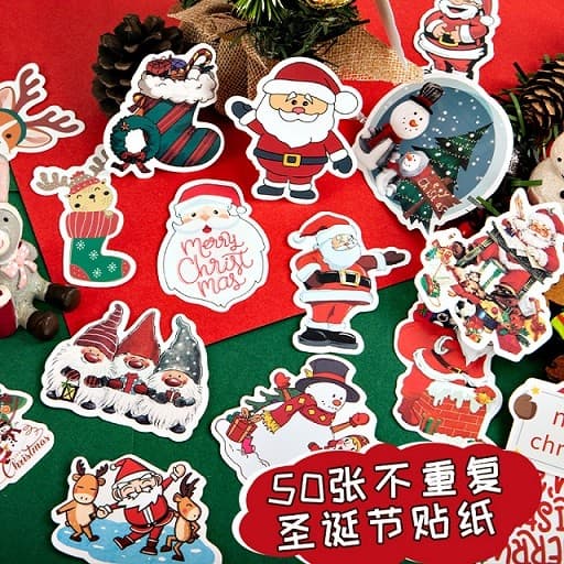 2026 Adesivos de Natal Decoração Pequeno Padrão Conjunto de Material Crianças Papai Noel Adesivos de Vedação Adesivos de